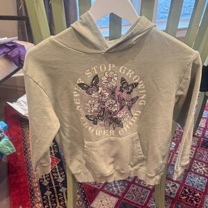 Cotton On Kids Hoodie - Olive with Butterfly and Floral Design